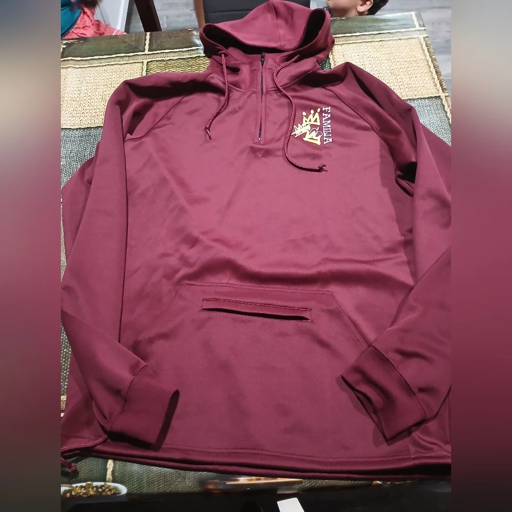 Men's Burgundy Zip Up Sweater XL - Picture 2 of 9